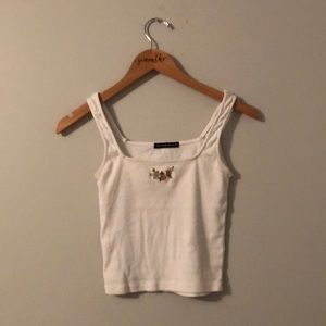 Brandi Melville Embroidered Flower Crop